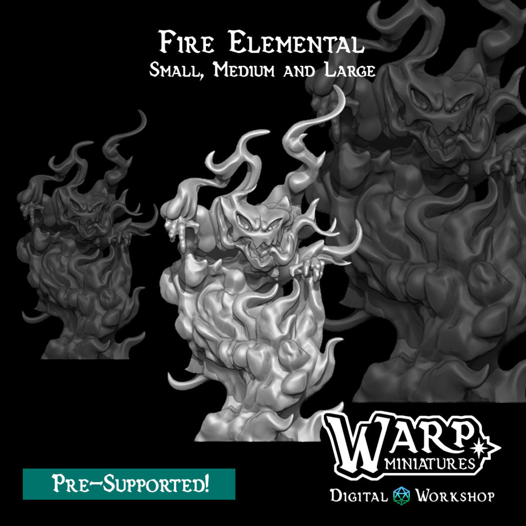 Fire Elementals - Small, Medium and Large - Dungeons and Dragons - by Warp Minis- Tabletop RPG Miniature - Roleplaying 3D Printed Fantasy Mini