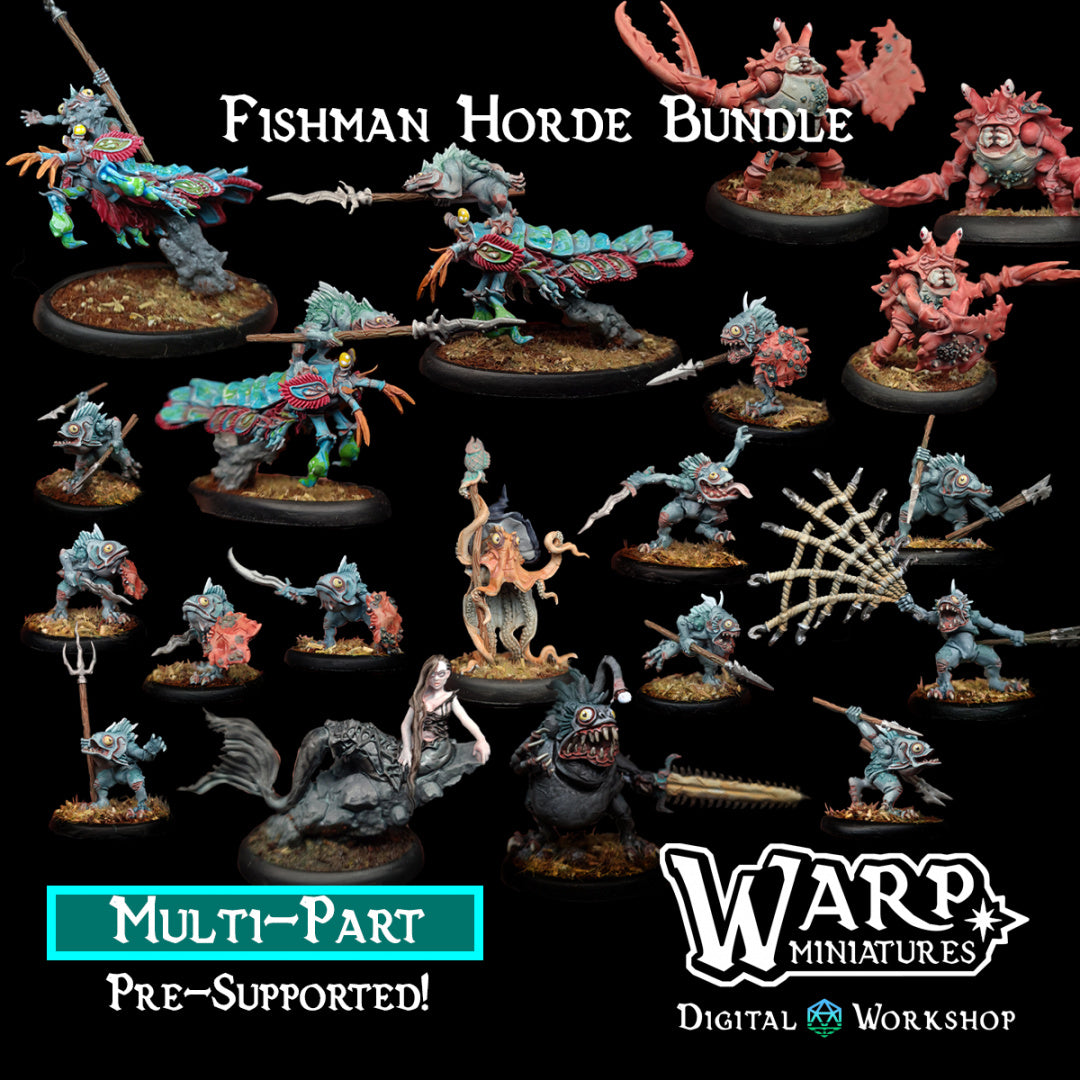 Fishman Horde Bundle - Dungeons and Dragons - by Warp Minis- Tabletop RPG Miniature - Roleplaying 3D Printed Fantasy Mini