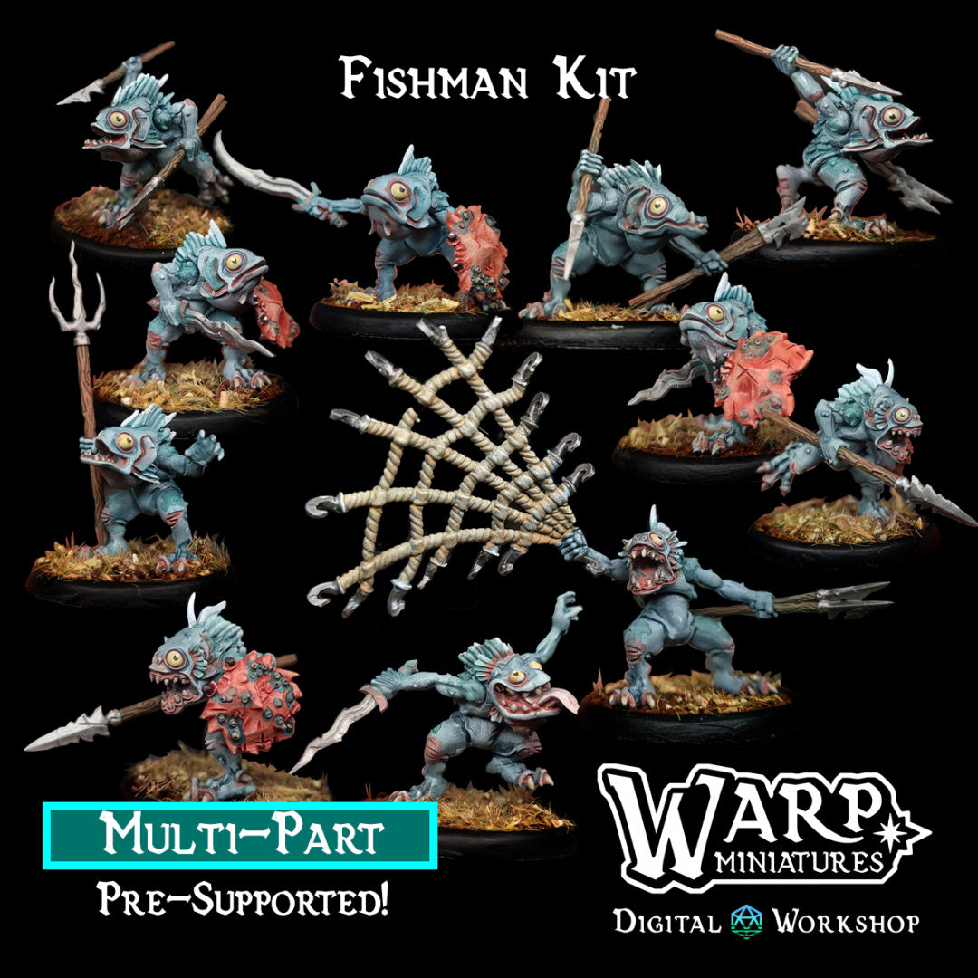 Fishman Horde Bundle - Dungeons and Dragons - by Warp Minis- Tabletop RPG Miniature - Roleplaying 3D Printed Fantasy Mini