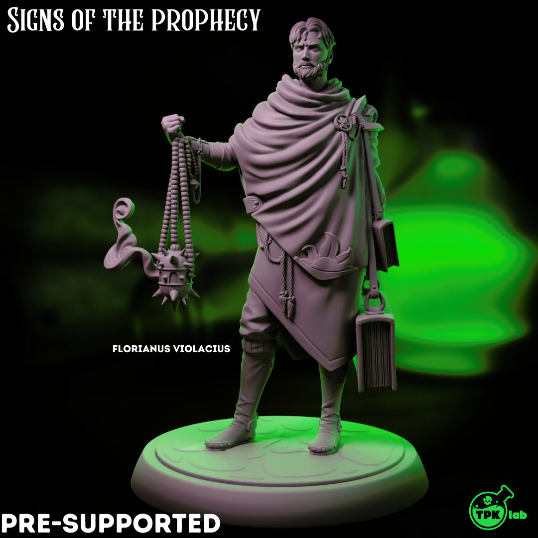 Cleric/Priest - Florianus Violacius - Dungeons and Dragons- by TPK Labs - Tabletop RPG Miniature - Roleplaying 3D Printed Fantasy Mini