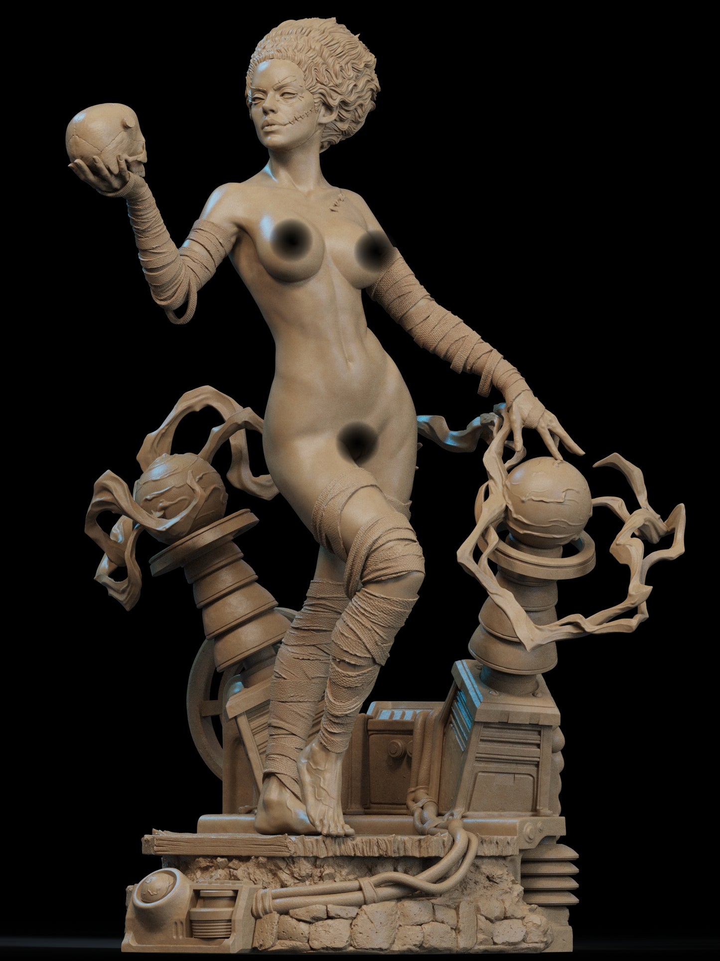 Frankenstein Bride NSFW Sculpture (75mm to 500mm) - Unassembled/Unpainted/3D Print
