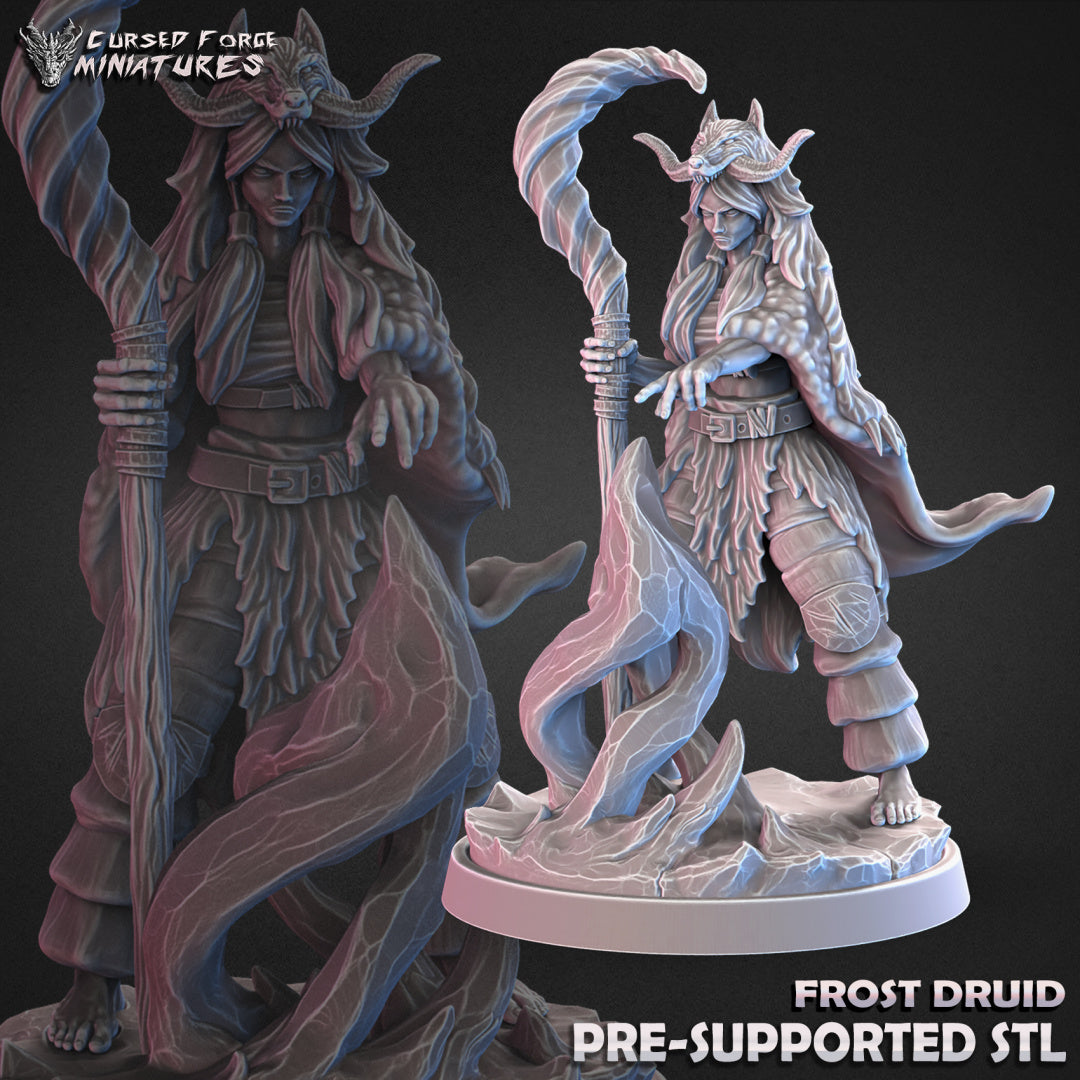 Frost Druid Conjurer - RPG Miniatures - by Cursed Forge - Tabletop RPG Miniature - Roleplaying 3D Printed Fantasy Mini