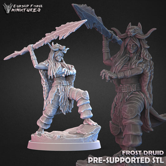 Frost Druid Conjurer V2 - RPG Miniatures - by Cursed Forge - Tabletop RPG Miniature - Roleplaying 3D Printed Fantasy Mini