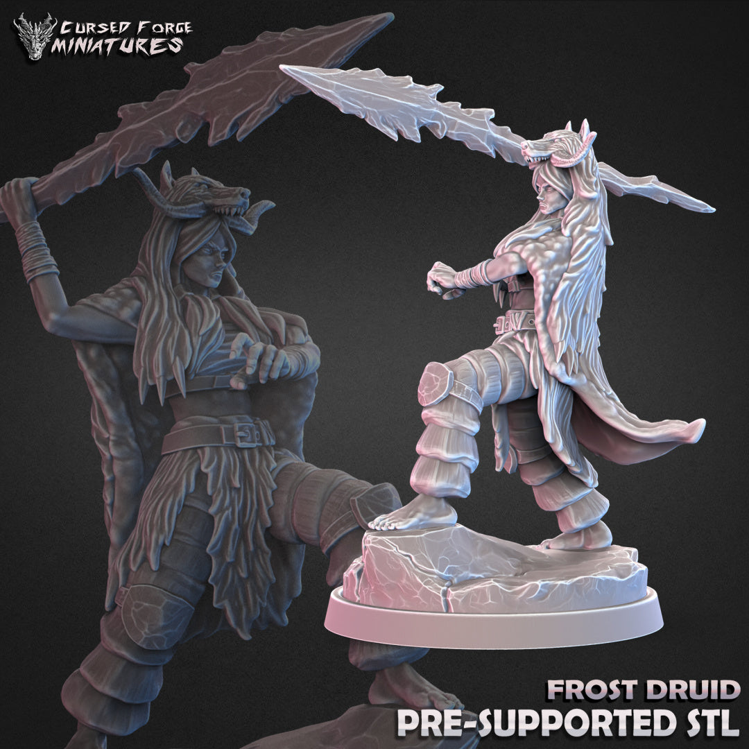 Frost Druid Conjurer V2 - RPG Miniatures - by Cursed Forge - Tabletop RPG Miniature - Roleplaying 3D Printed Fantasy Mini