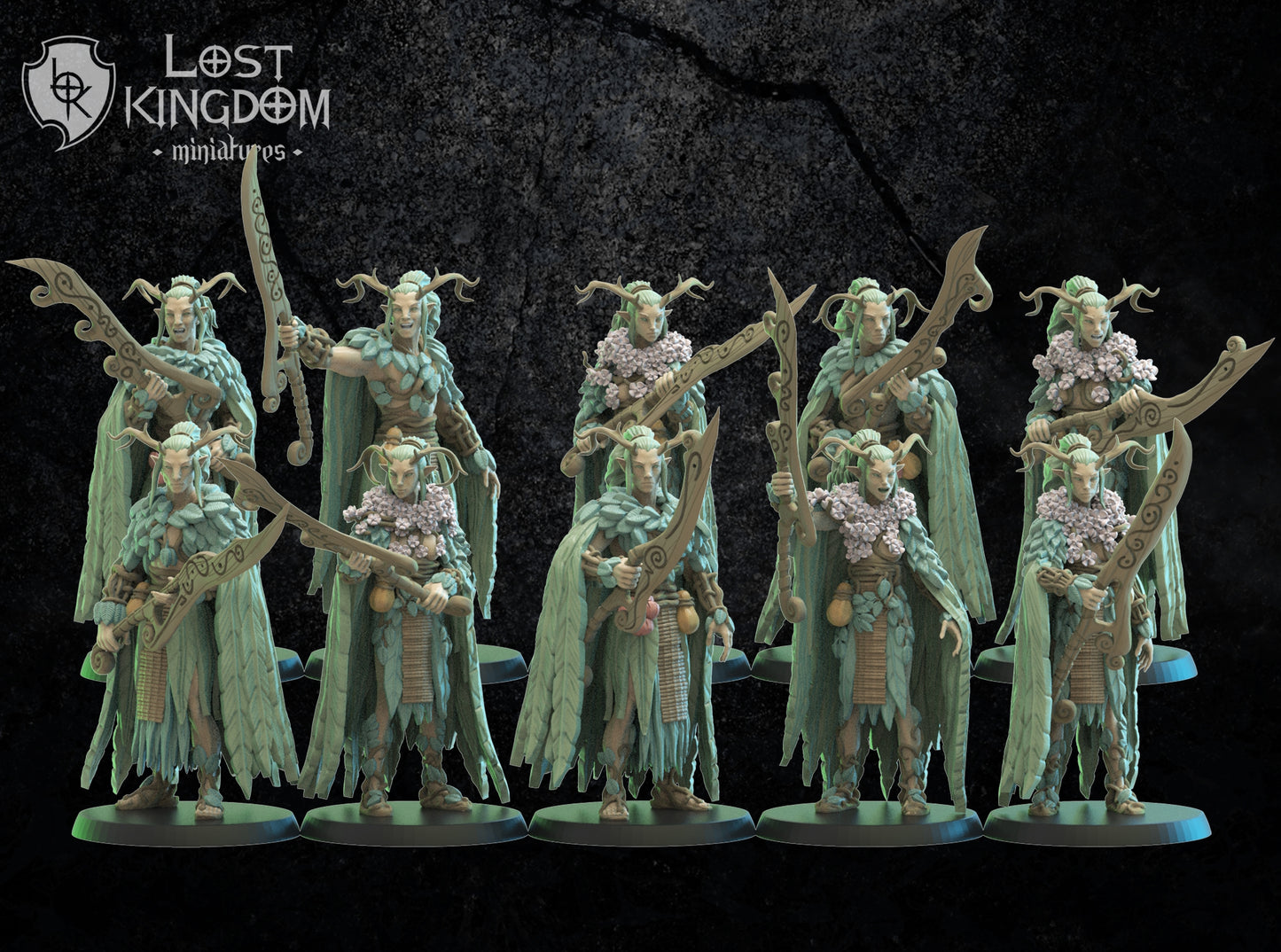 Fumetsu Mugen Guard Regiment V1- Wood Elves - Compatible with Warhammer 40K - by Lost Kingdom - Tabletop RPG Miniature - Roleplaying 3D Printed Fantasy Mini