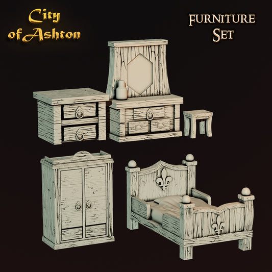 Furniture Set V1 - Scatter Terrain - Accessories - by Master Forge - Tabletop RPG Miniature - Roleplaying 3D Printed Fantasy Mini