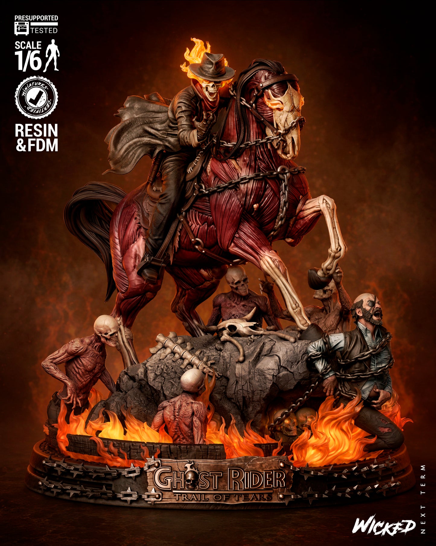 Ghost Rider: Trail of Tears Diorama (75mm to 500mm) - Unassembled/Unpainted/3D Print