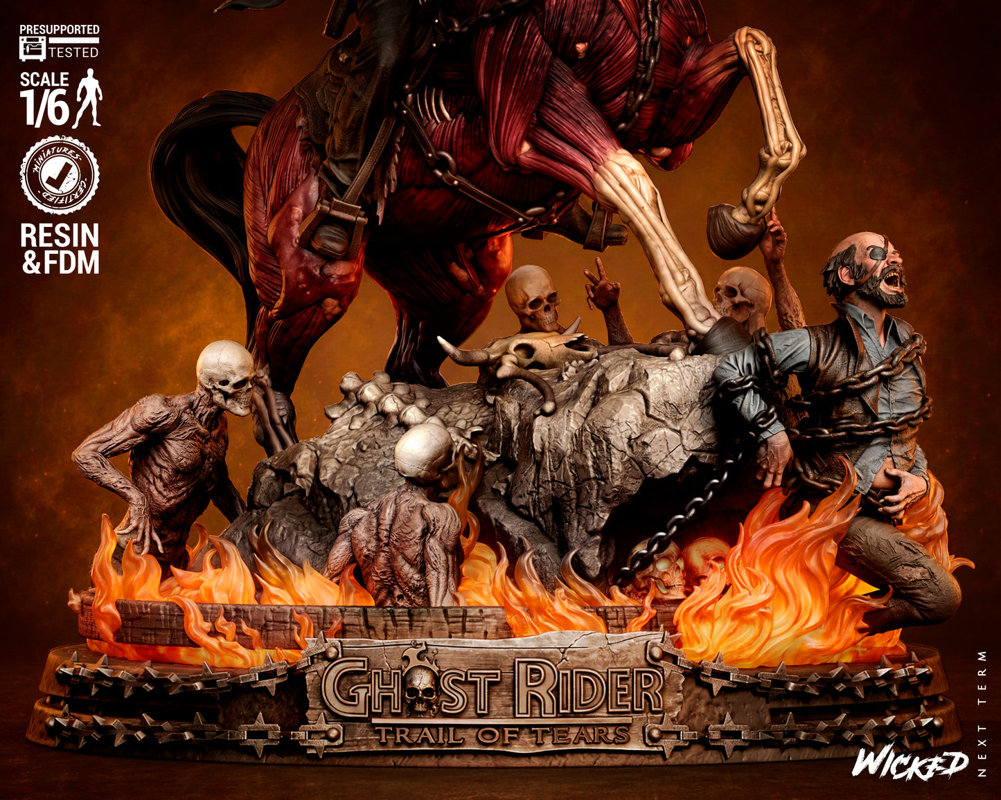 Ghost Rider: Trail of Tears Diorama (75mm to 500mm) - Unassembled/Unpainted/3D Print