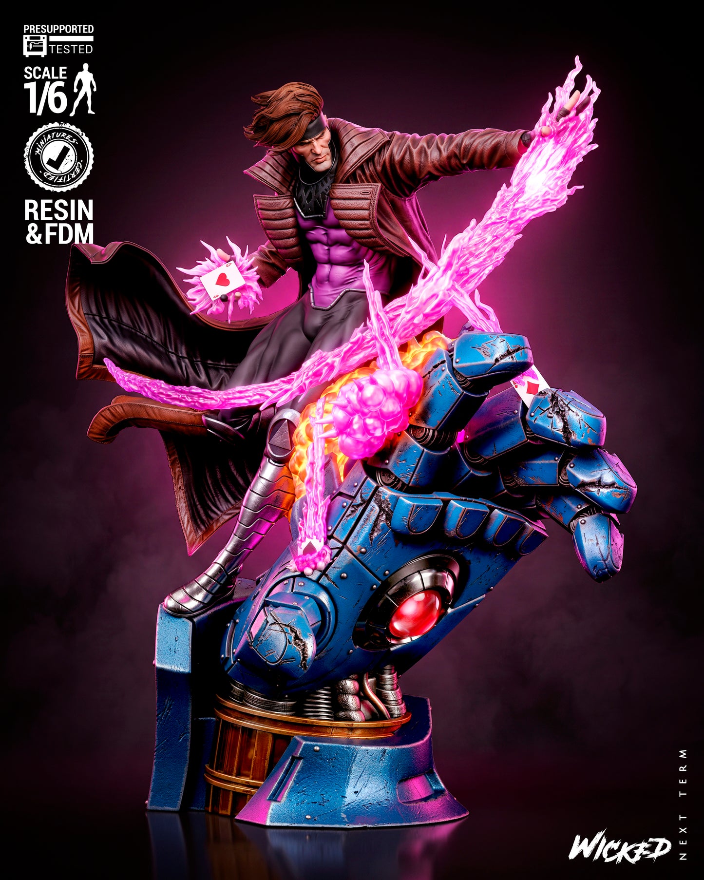 Gambit Sculpture (75mm to 500mm) - Unassembled/Unpainted/3D Print