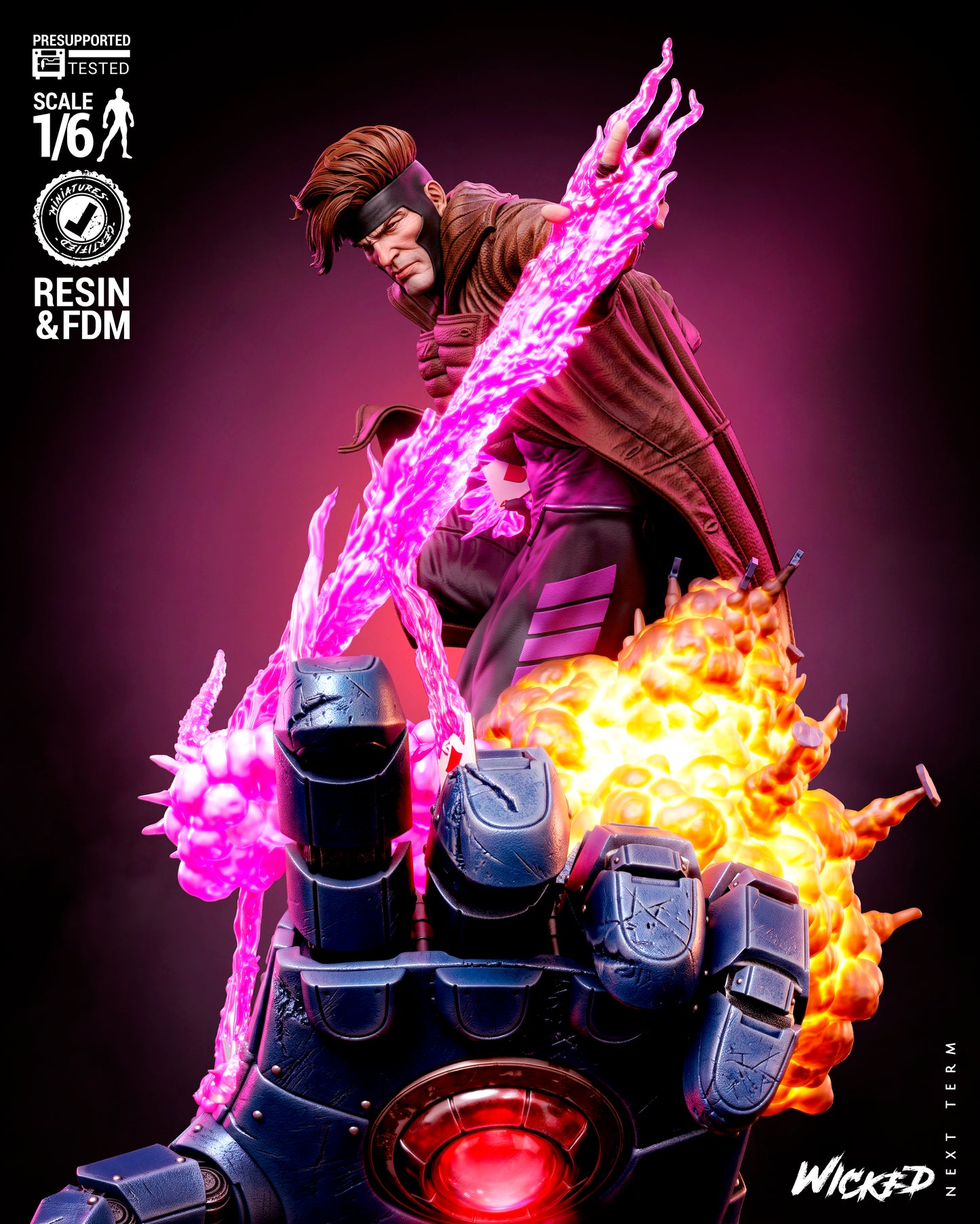 Gambit Sculpture (75mm to 500mm) - Unassembled/Unpainted/3D Print