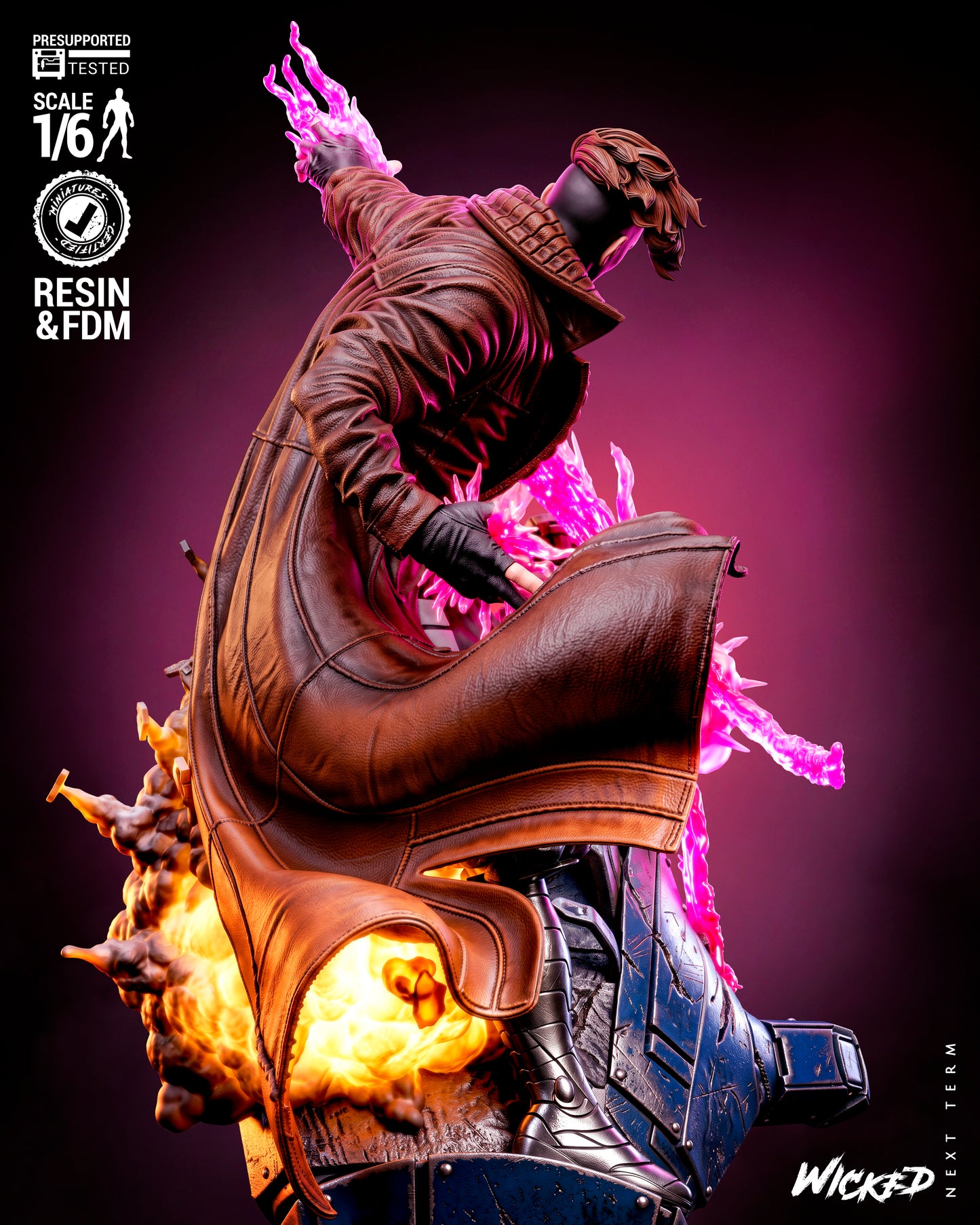 Gambit Sculpture (75mm to 500mm) - Unassembled/Unpainted/3D Print