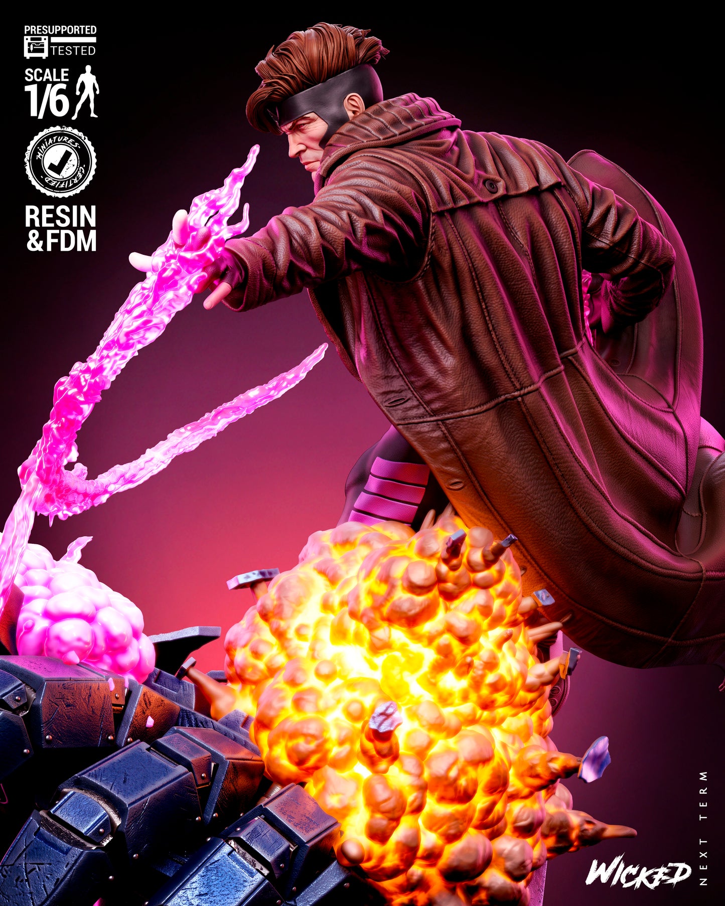 Gambit Sculpture (75mm to 500mm) - Unassembled/Unpainted/3D Print