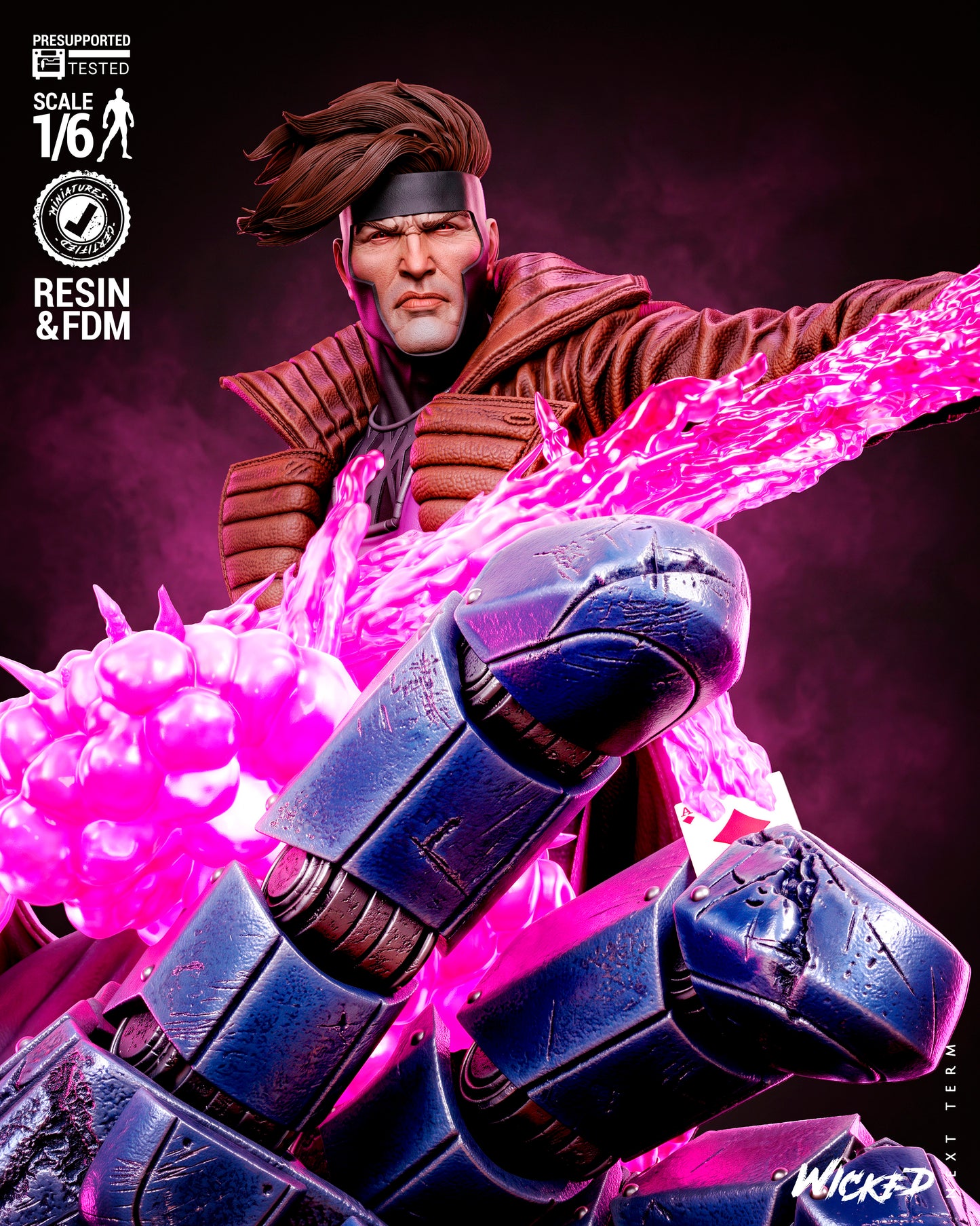 Gambit Sculpture (75mm to 500mm) - Unassembled/Unpainted/3D Print