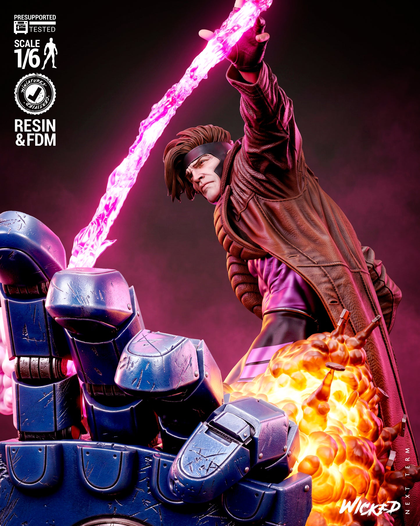 Gambit Sculpture (75mm to 500mm) - Unassembled/Unpainted/3D Print