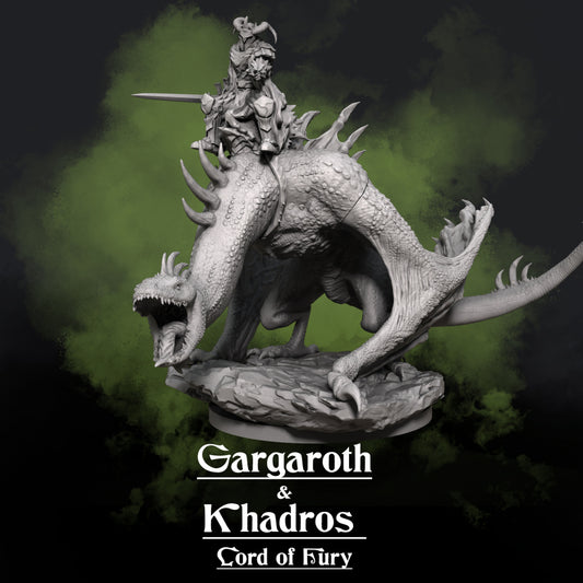 Wyvern - Dragon - Gargaroth & Khadros, Lord of Fury - Dungeons and Dragons - Lord of the Rings - The Hobbit - by Medusa Project - Tabletop RPG Miniature - Roleplaying 3D Printed Fantasy Mini