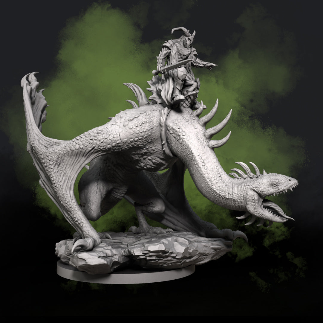 Wyvern - Dragon - Gargaroth & Khadros, Lord of Fury - Dungeons and Dragons - Lord of the Rings - The Hobbit - by Medusa Project - Tabletop RPG Miniature - Roleplaying 3D Printed Fantasy Mini