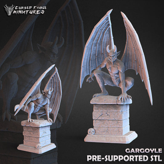 Gargoyle - RPG Miniatures - by Cursed Forge - Tabletop RPG Miniature - Roleplaying 3D Printed Fantasy Mini