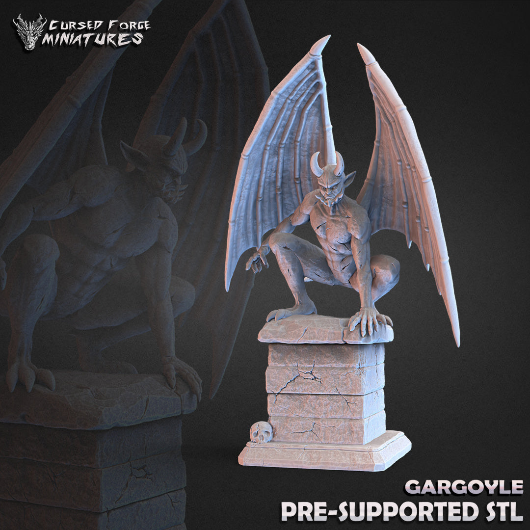 Gargoyle - RPG Miniatures - by Cursed Forge - Tabletop RPG Miniature - Roleplaying 3D Printed Fantasy Mini