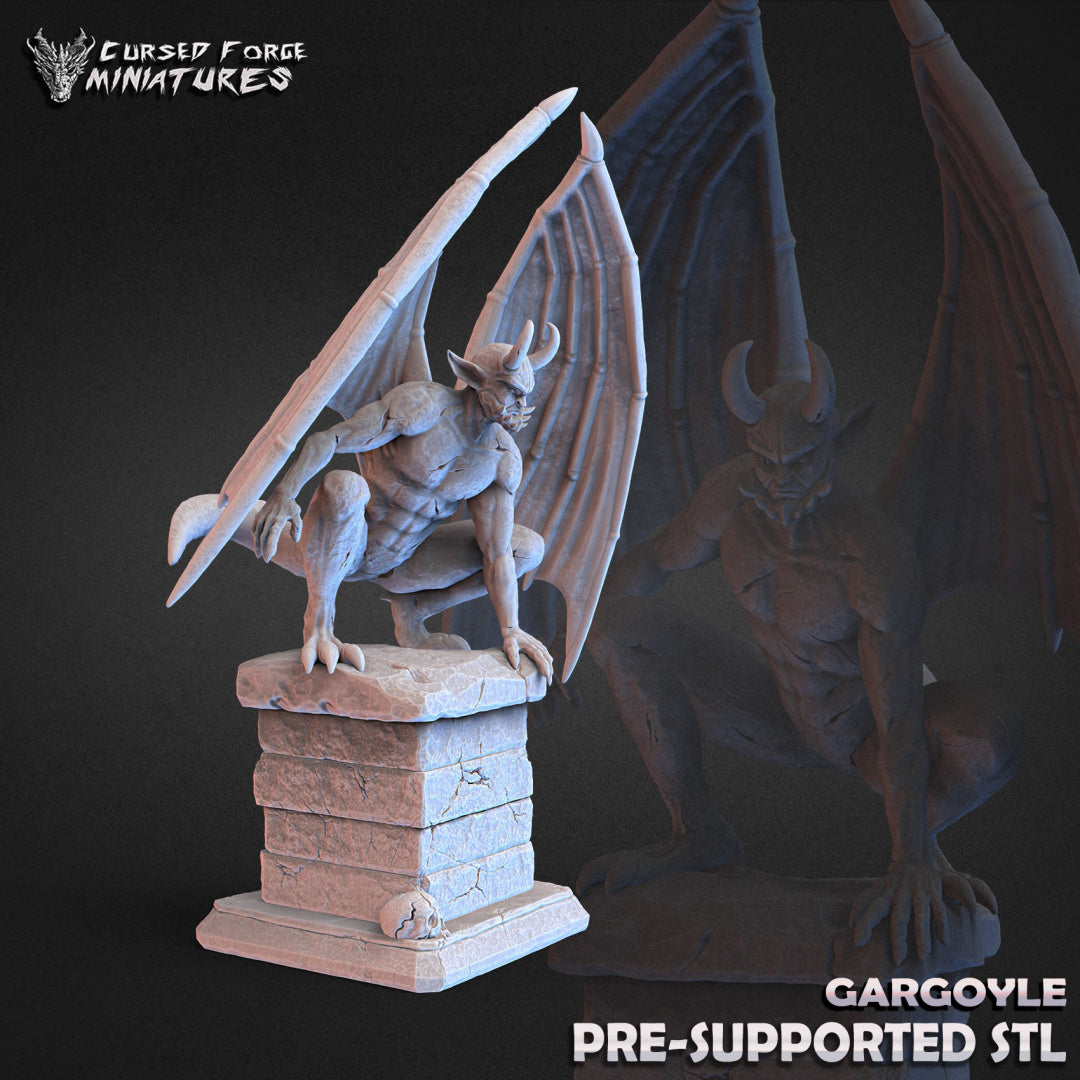 Gargoyle - RPG Miniatures - by Cursed Forge - Tabletop RPG Miniature - Roleplaying 3D Printed Fantasy Mini