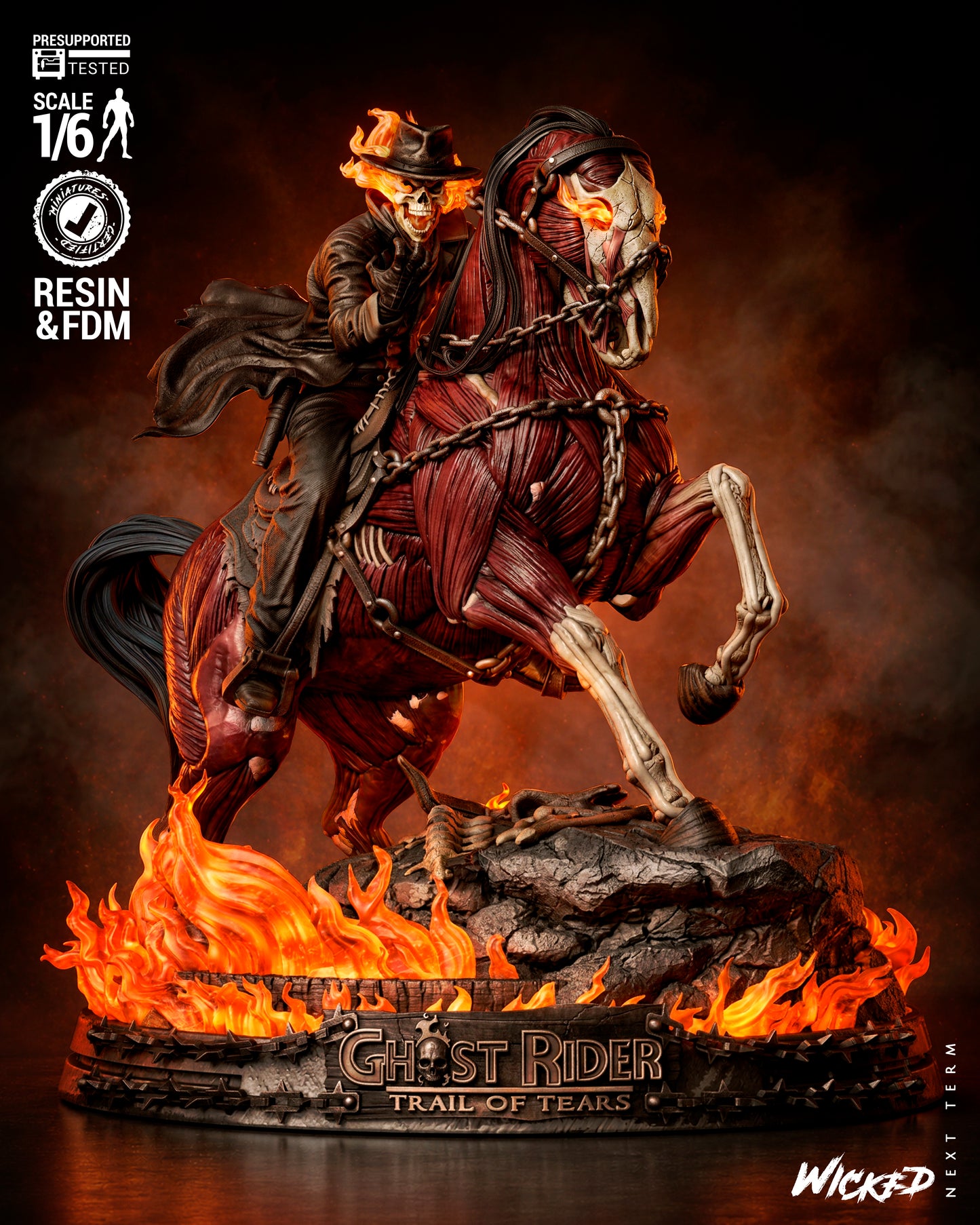 Ghost Rider: Trail of Tears Wild Vaquero Sculpture (75mm to 500mm) - Unassembled/Unpainted/3D Print