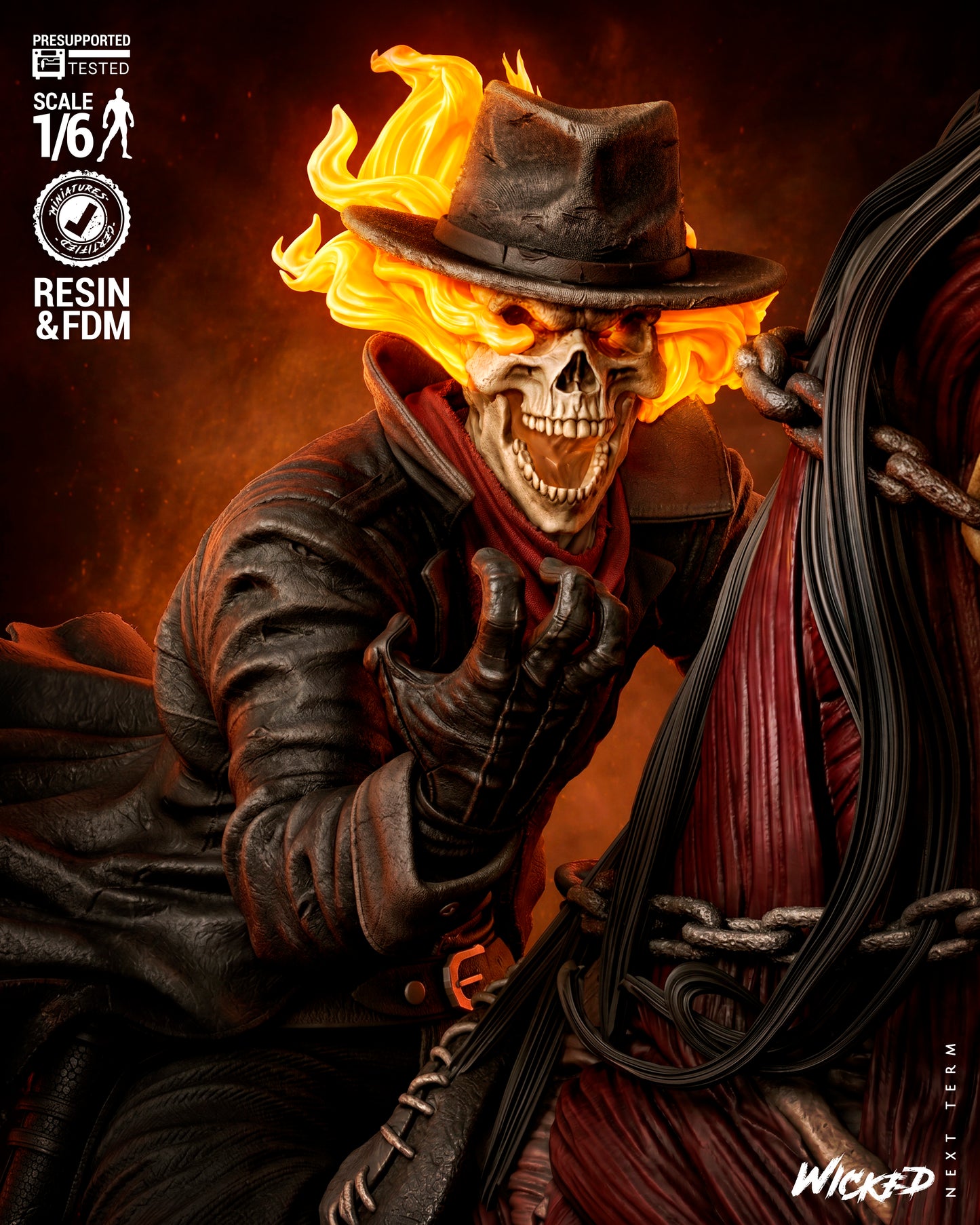 Ghost Rider: Trail of Tears Wild Vaquero Sculpture (75mm to 500mm) - Unassembled/Unpainted/3D Print