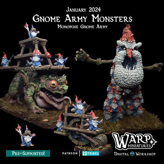 Gnome Army Monsters - Dungeons and Dragons - by Warp Minis- Tabletop RPG Miniature - Roleplaying 3D Printed Fantasy Mini