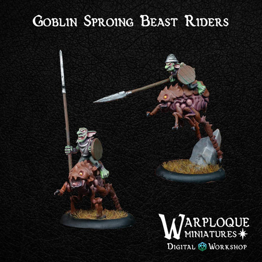 Goblin Sproing Beast Riders - Dungeons and Dragons - by Warp Minis- Tabletop RPG Miniature - Roleplaying 3D Printed Fantasy Mini