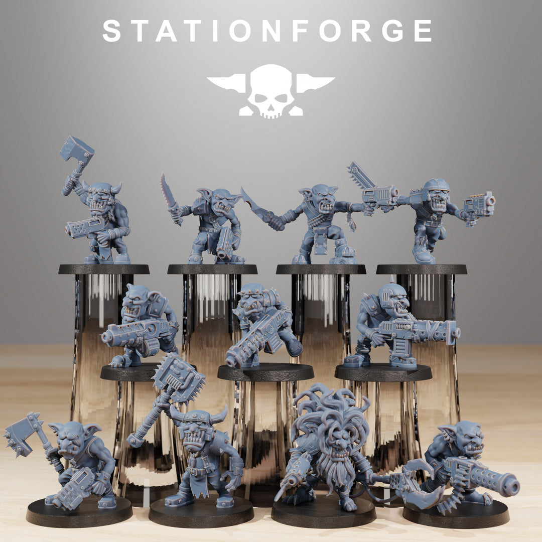 Gobs Infantry - Compatible with Warhammer 40K - by Station Forge - Tabletop RPG Miniature - Roleplaying 3D Printed Fantasy Mini