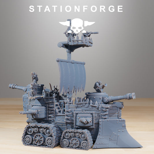 Gobs Short Pearl Battle Ship - Compatible with Warhammer 40K - by Station Forge - Tabletop RPG Miniature - Roleplaying 3D Printed Fantasy Mini