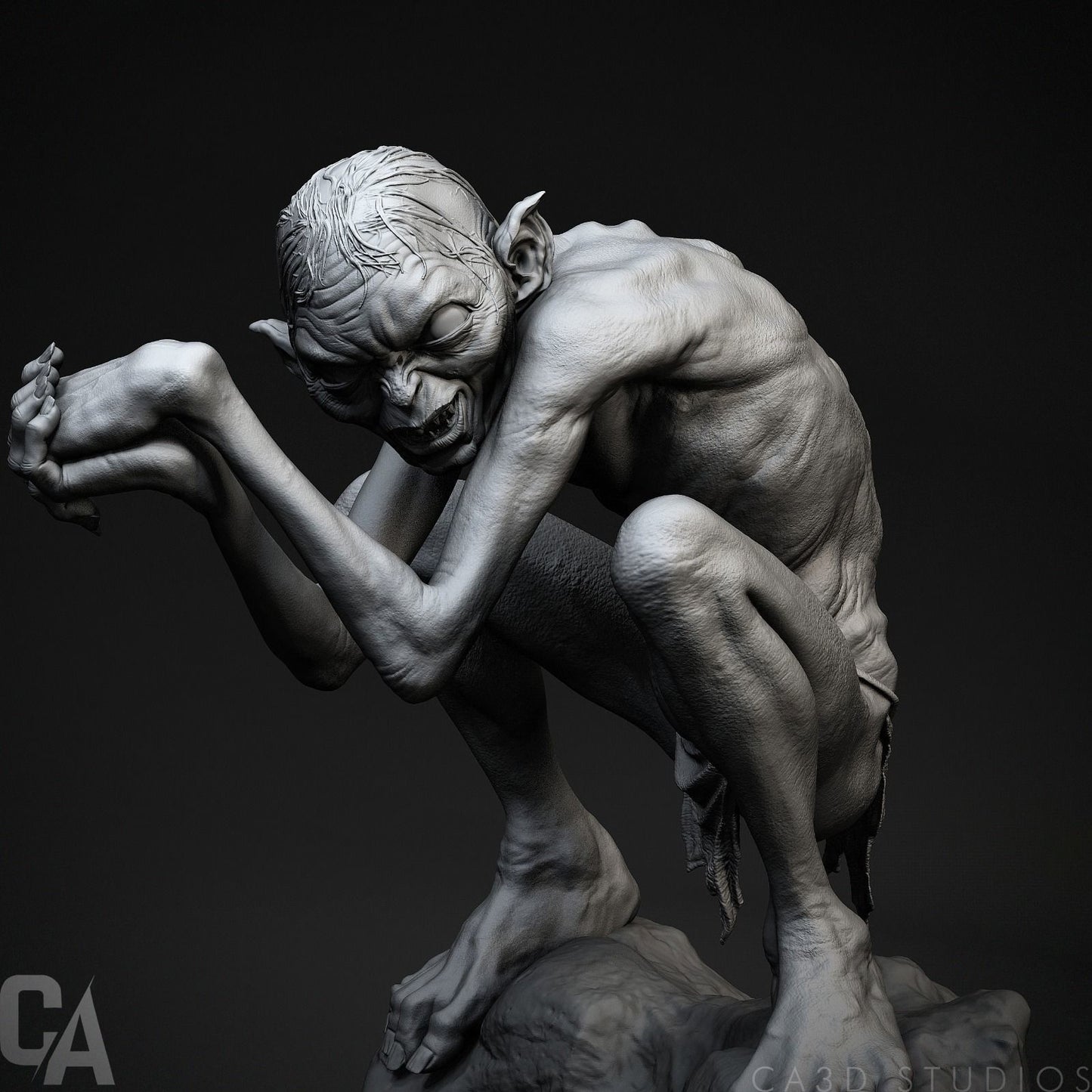 Gollum - Lord of the Rings - the Hobbit - by CA_3Dart - Tabletop RPG Miniature - Roleplaying 3D Printed Fantasy Mini