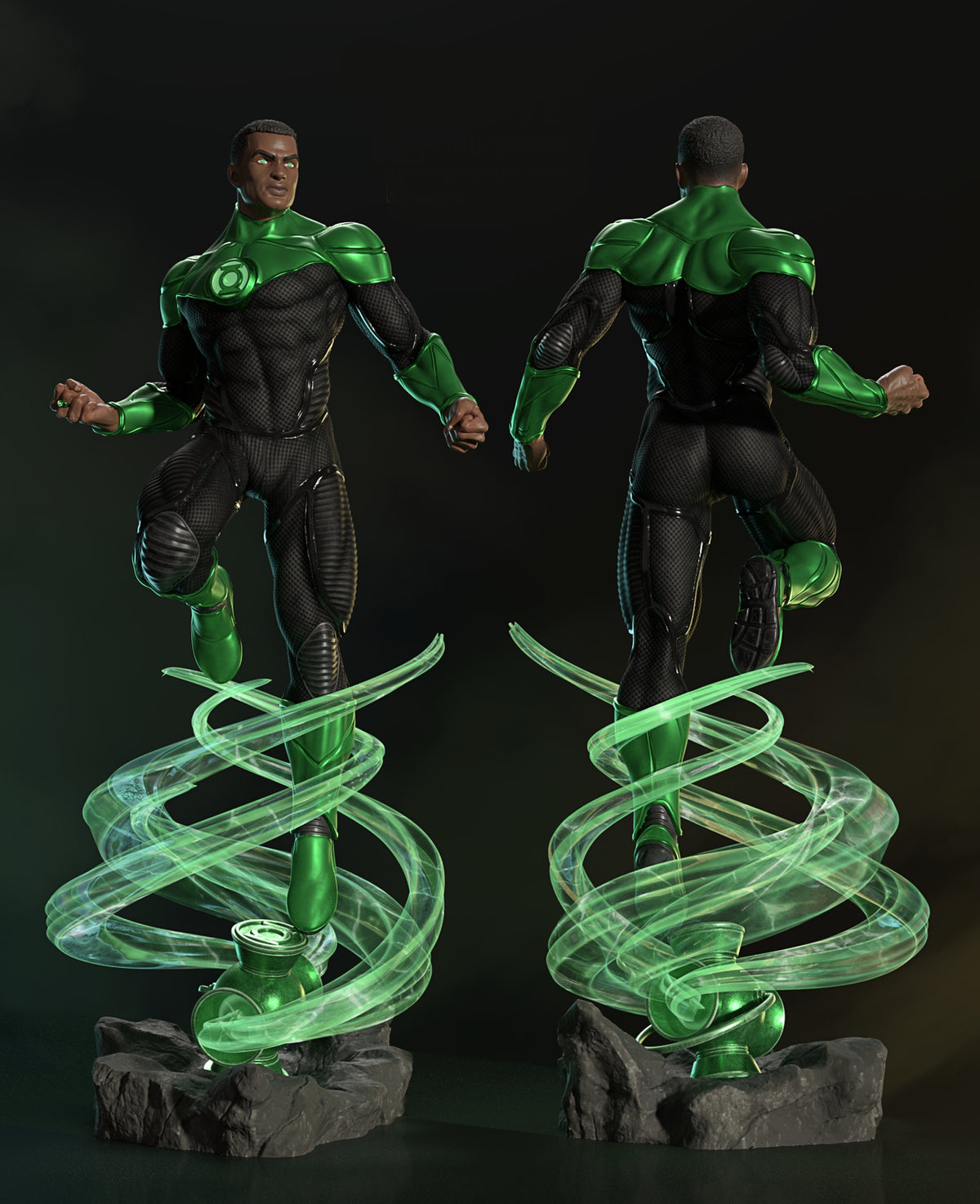 Green Lantern (John Stewart) Sculpture (75mm to 500mm) - Unassembled/Unpainted/3D Print