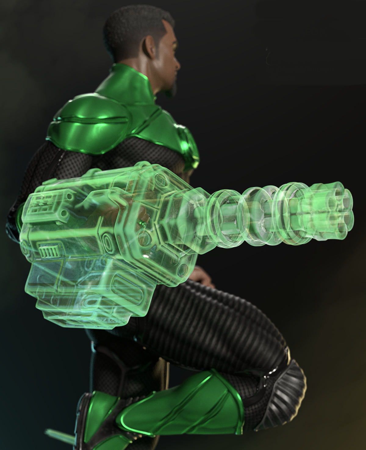 Green Lantern (John Stewart) Sculpture (75mm to 500mm) - Unassembled/Unpainted/3D Print