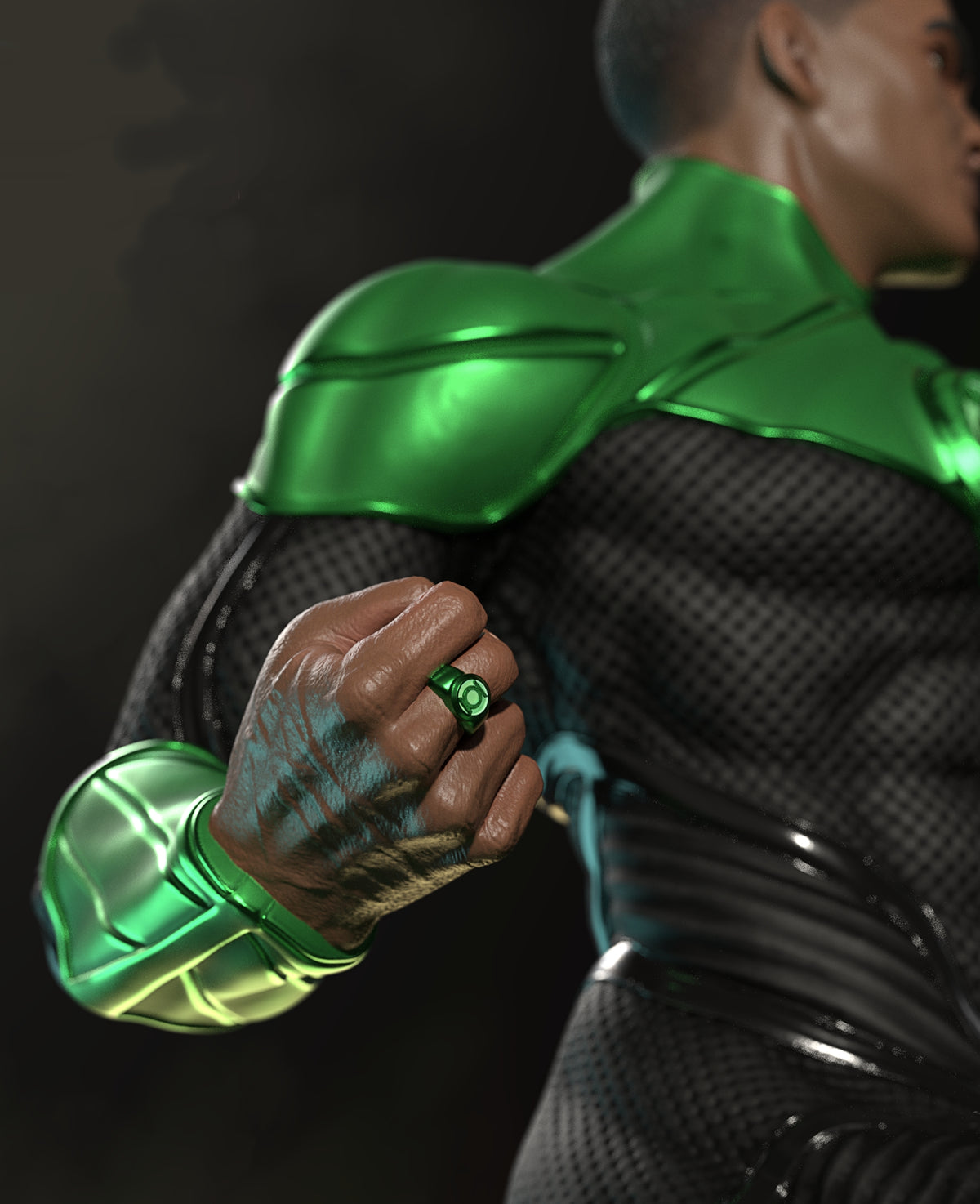Green Lantern (John Stewart) Sculpture (75mm to 500mm) - Unassembled/Unpainted/3D Print