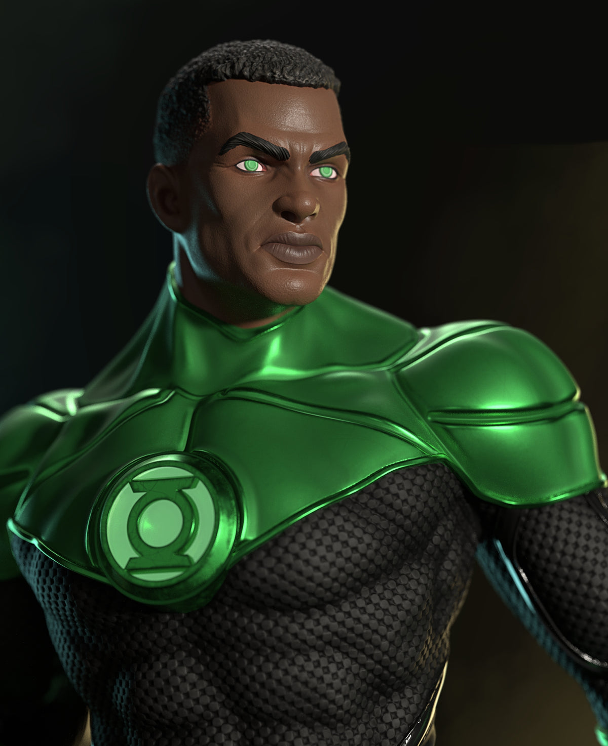 Green Lantern (John Stewart) Sculpture (75mm to 500mm) - Unassembled/Unpainted/3D Print