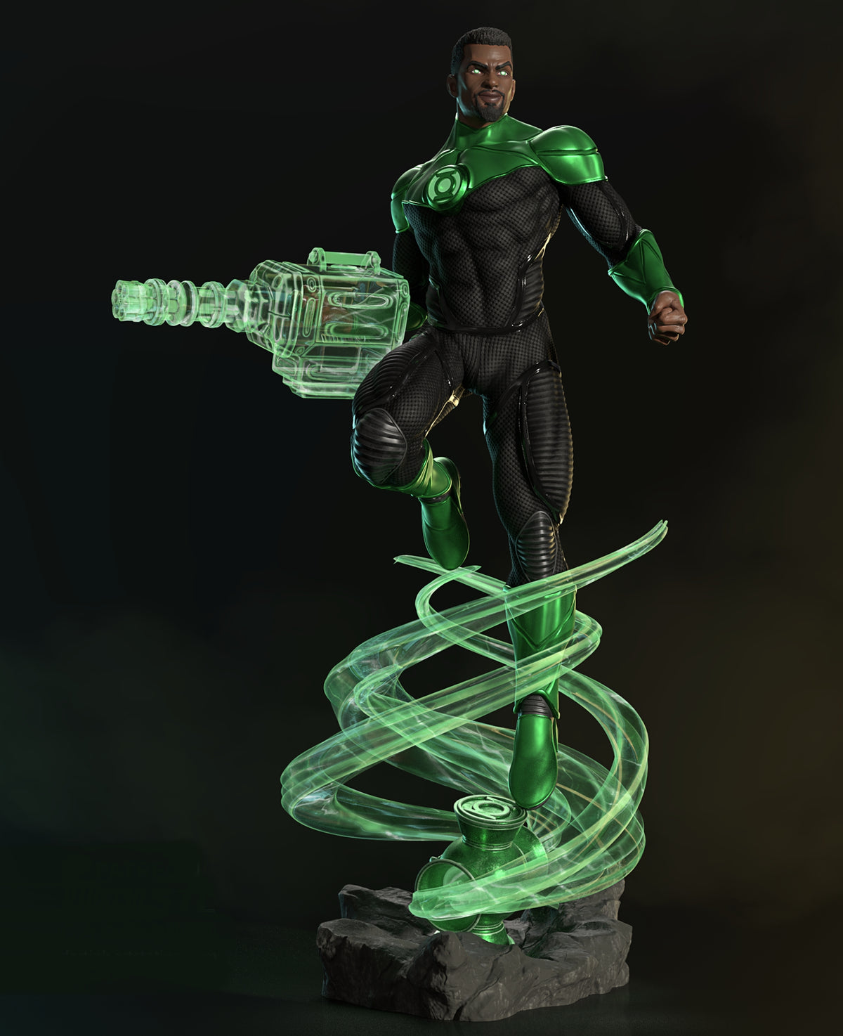 Green Lantern (John Stewart) Sculpture (75mm to 500mm) - Unassembled/Unpainted/3D Print