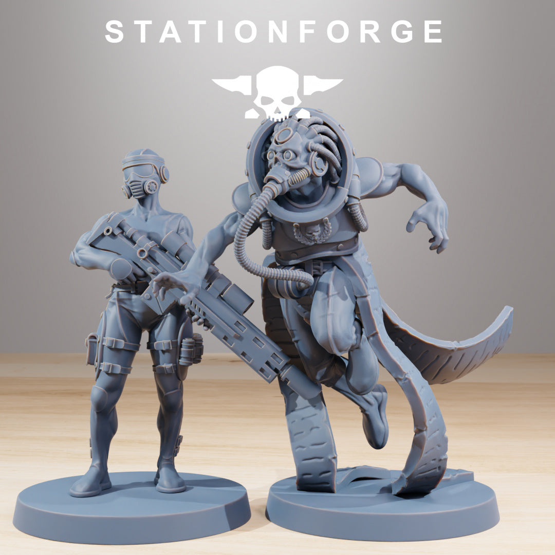 GrimCorp Bounty Hunters - Compatible with Warhammer 40K - by Station Forge - Tabletop RPG Miniature - Roleplaying 3D Printed Fantasy Mini