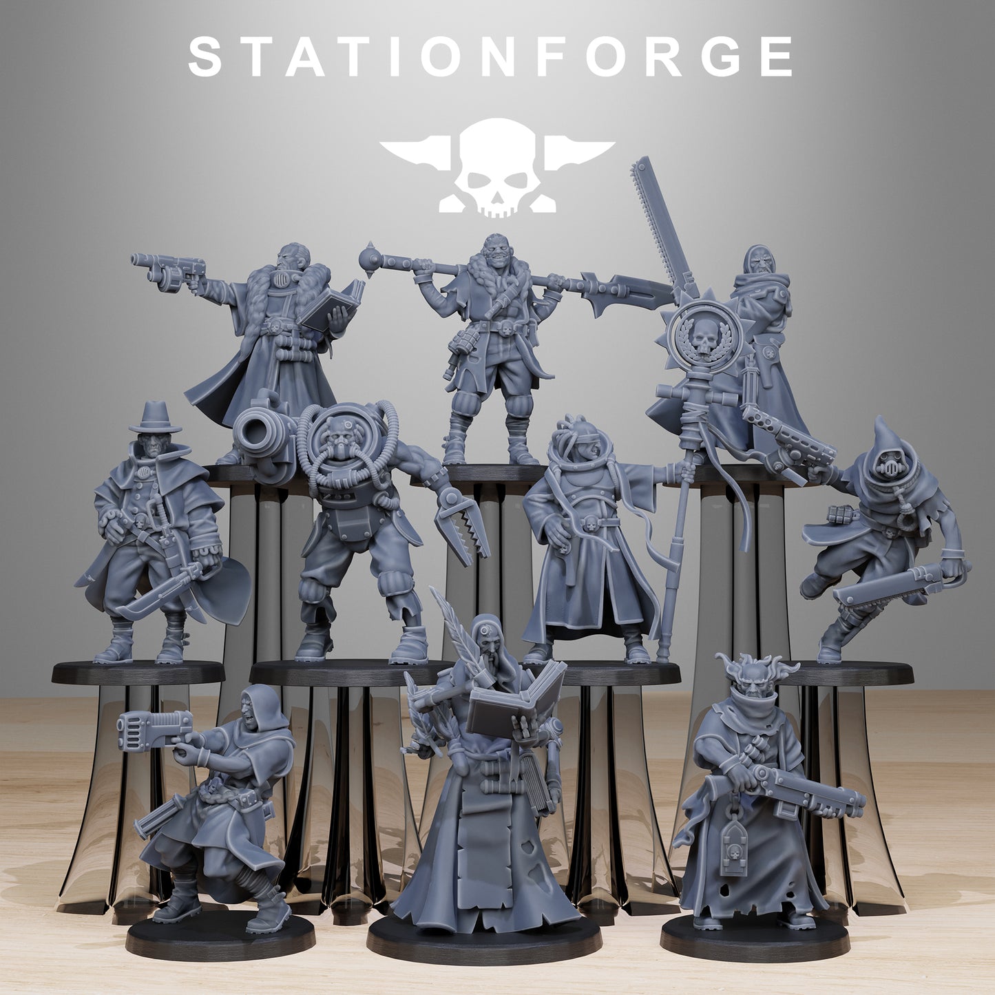 GrimCorp Mercenaries - Compatible with Warhammer 40k Kill Team Proxy - by Station Forge - Tabletop RPG Miniature - Roleplaying 3D Printed Fantasy Mini