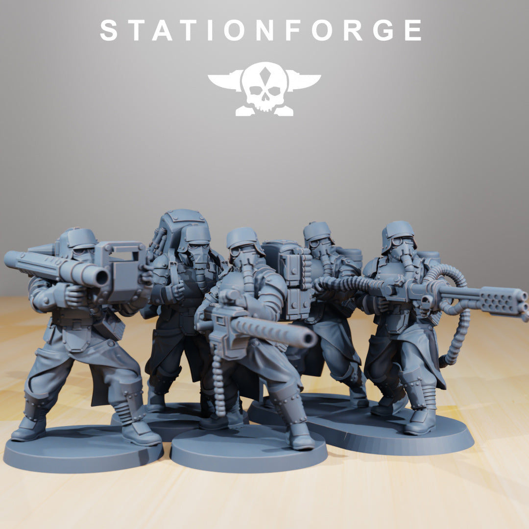 GrimGuard - Armored Squad - Compatible with Warhammer 40K - by Station Forge - Tabletop RPG Miniature - Roleplaying 3D Printed Fantasy Mini