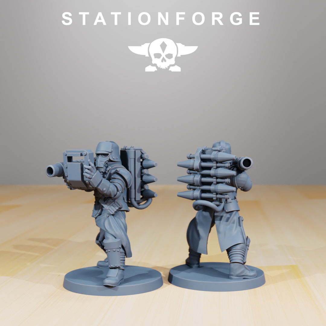 GrimGuard - Armored Squad - Compatible with Warhammer 40K - by Station Forge - Tabletop RPG Miniature - Roleplaying 3D Printed Fantasy Mini