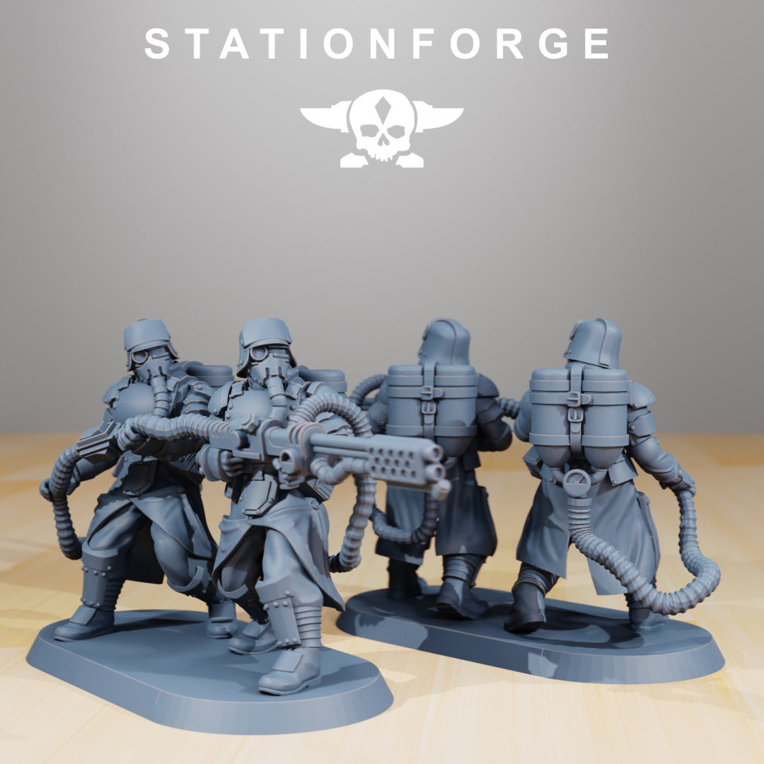 GrimGuard - Armored Squad - Compatible with Warhammer 40K - by Station Forge - Tabletop RPG Miniature - Roleplaying 3D Printed Fantasy Mini