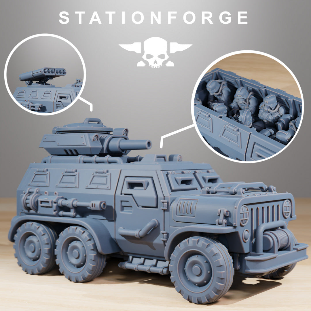 GrimGuard - Armored Vehicle - Compatible with Warhammer 40K - by Station Forge - Tabletop RPG Miniature - Roleplaying 3D Printed Fantasy Mini