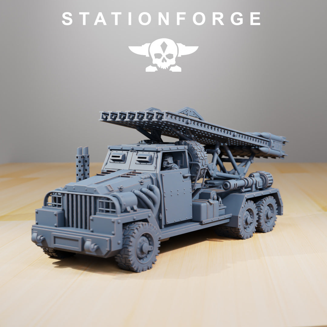 GrimGuard - SF-31J Artillery Truck - Compatible with Warhammer 40K - by Station Forge - Tabletop RPG Miniature - Roleplaying 3D Printed Fantasy Mini