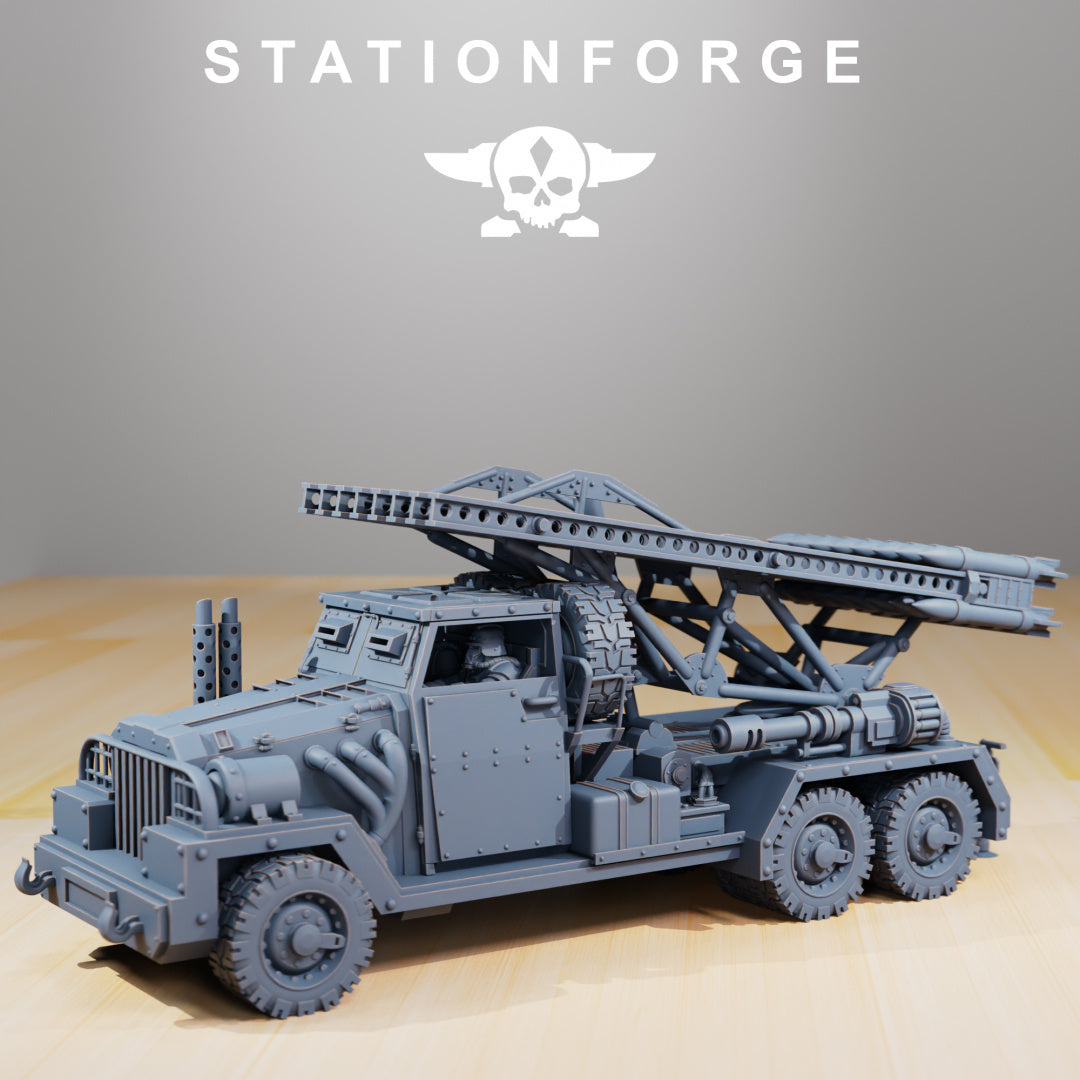 GrimGuard - SF-31J Artillery Truck - Compatible with Warhammer 40K - by Station Forge - Tabletop RPG Miniature - Roleplaying 3D Printed Fantasy Mini