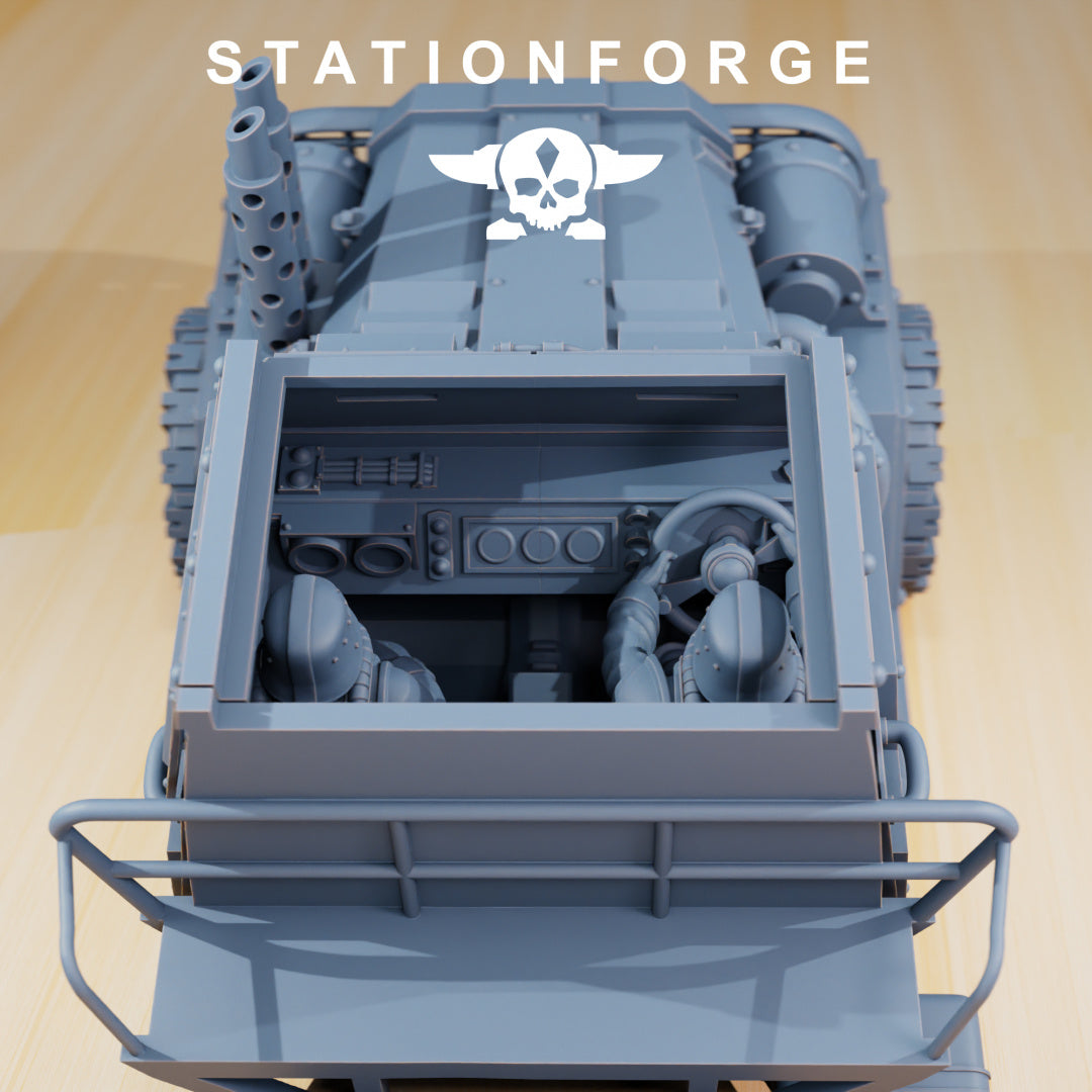 GrimGuard - SF-31J Artillery Truck - Compatible with Warhammer 40K - by Station Forge - Tabletop RPG Miniature - Roleplaying 3D Printed Fantasy Mini