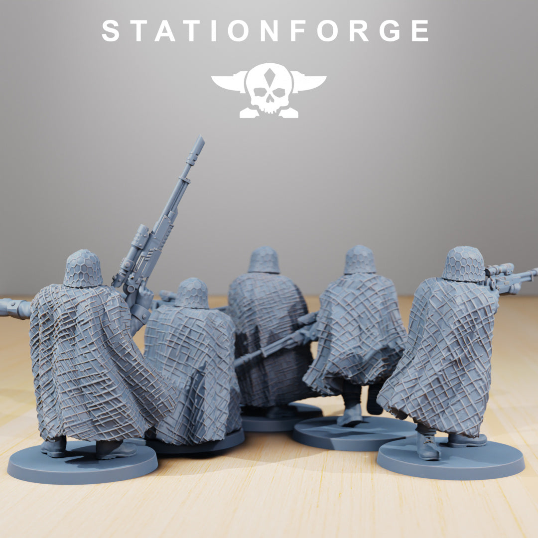 GrimGuard - Snipers - Compatible with Warhammer 40K - by Station Forge - Tabletop RPG Miniature - Roleplaying 3D Printed Fantasy Mini