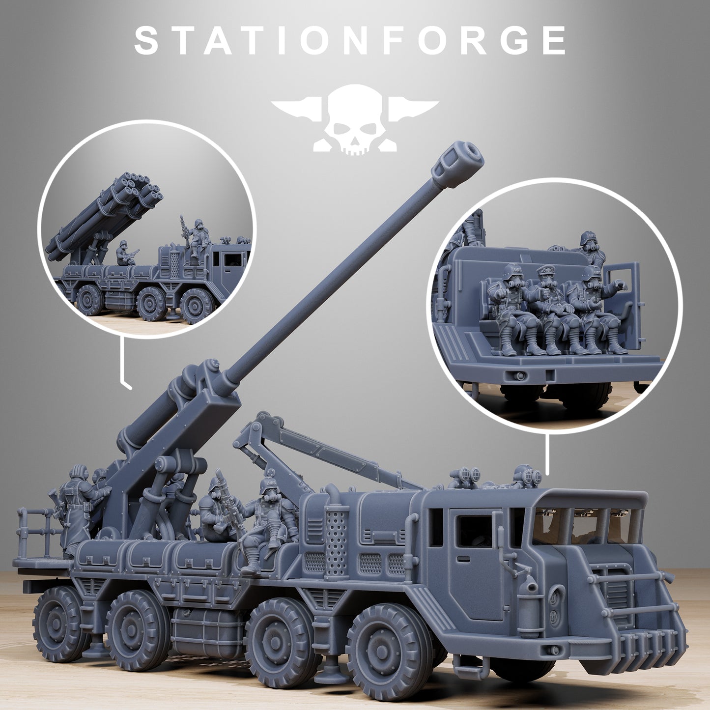 GrimGuard Artillery Vehicle - Compatible with Warhammer 40K - by Station Forge - Tabletop RPG Miniature - Roleplaying 3D Printed Fantasy Mini