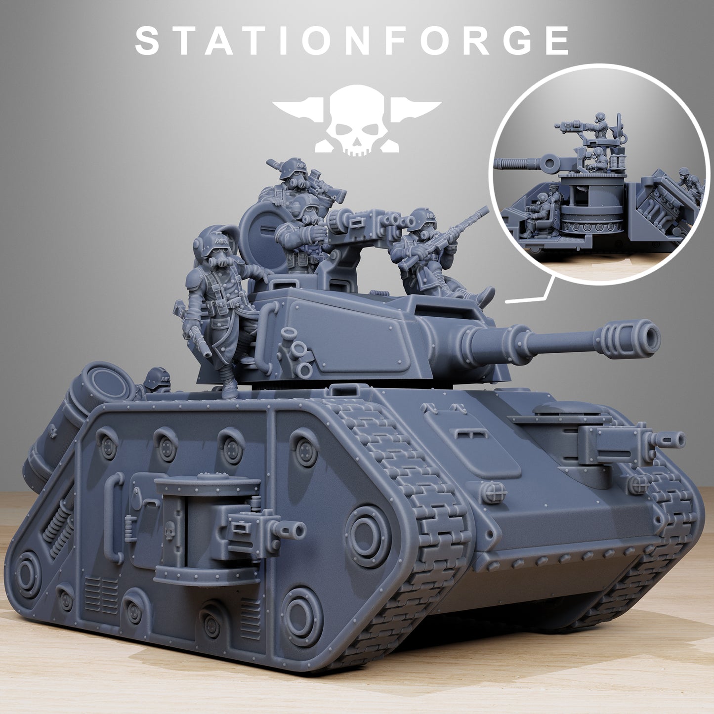 GrimGuard Battle Tank 2.0 - Compatible with Warhammer 40K - by Station Forge - Tabletop RPG Miniature - Roleplaying 3D Printed Fantasy Mini