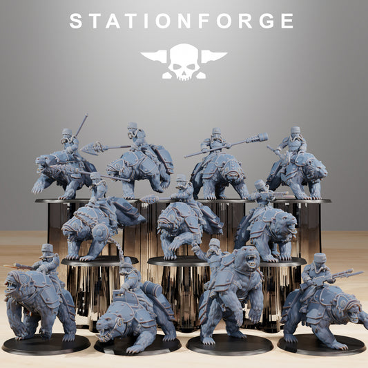 GrimGuard Bear Riders - Compatible with Warhammer 40K - by Station Forge - Tabletop RPG Miniature - Roleplaying 3D Printed Fantasy Mini