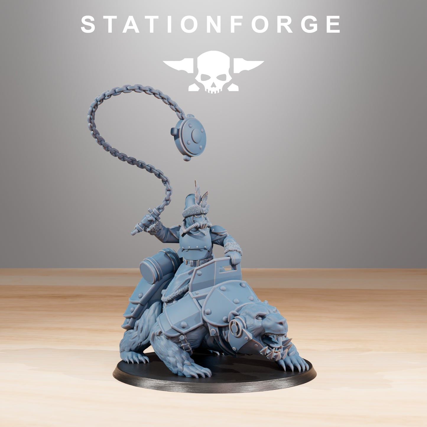 GrimGuard Bear Riders - by Station Forge - Tabletop RPG Miniature - Roleplaying 3D Printed Fantasy Mini