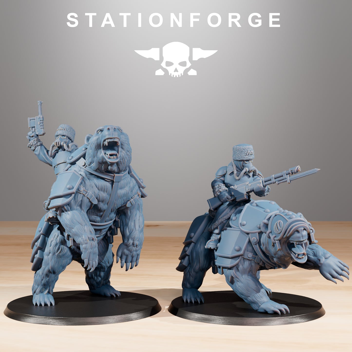 GrimGuard Bear Riders - by Station Forge - Tabletop RPG Miniature - Roleplaying 3D Printed Fantasy Mini